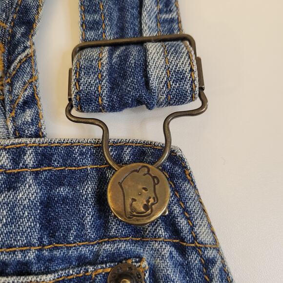 Vintage Disney Winnie the Pooh Denim Shortalls Kids Size S Embroidered Romper - Picture 7 of 11